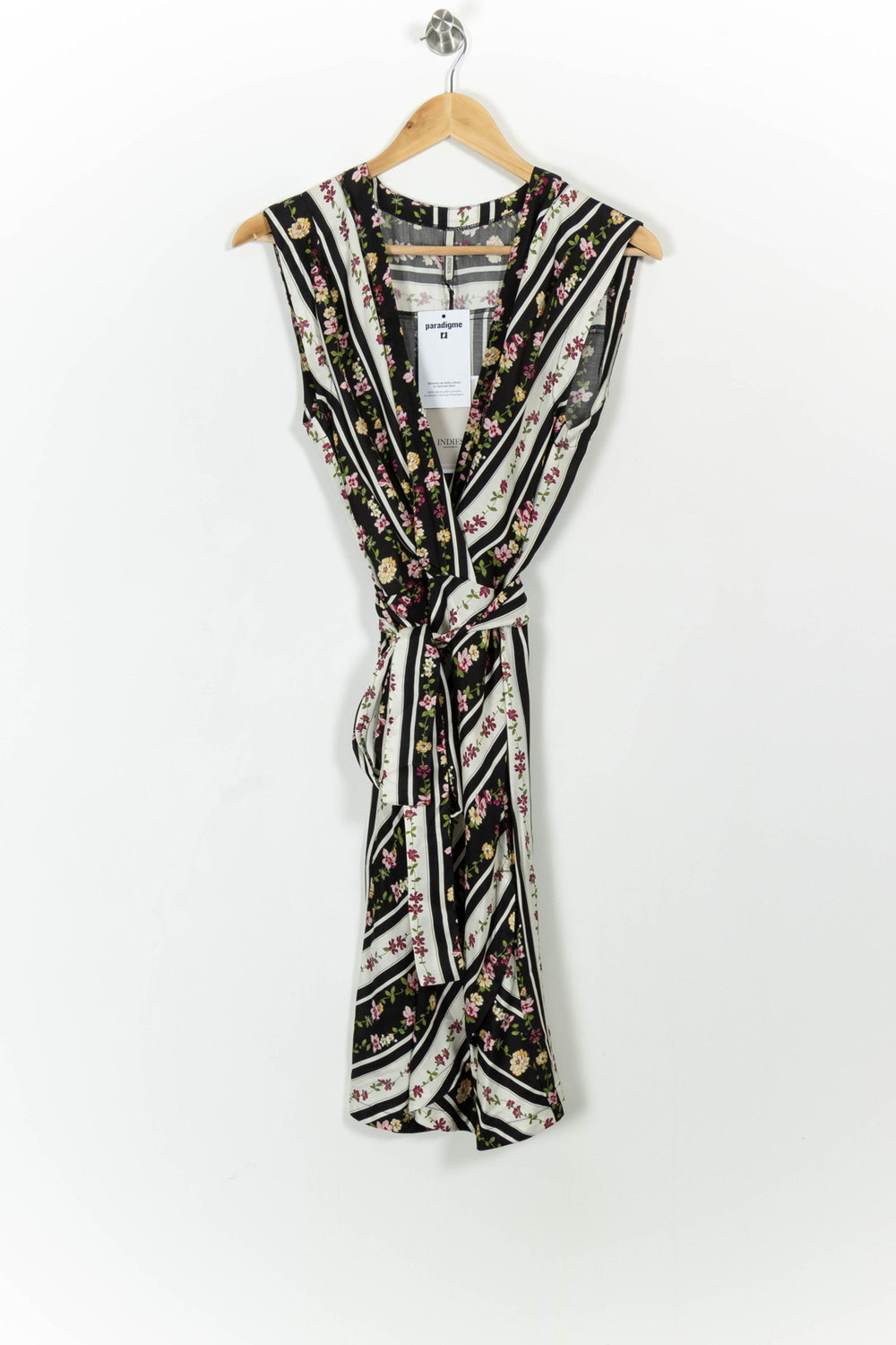 Robe Portefeuille Noire et Blanche - Taille S/36 de la marque Indies | PARAD103675 - Vendu par Paradigme - Image 2