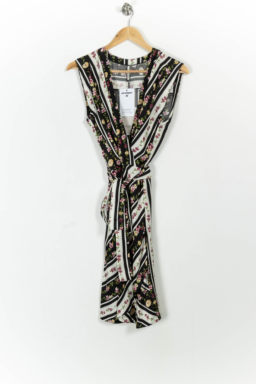 Robe Portefeuille Noire et Blanche - Taille S/36 de la marque Indies | PARAD103675 - Vendu par Paradigme - Image 2