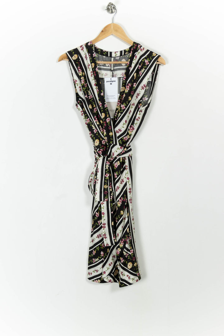 Robe Portefeuille Noire et Blanche - Taille S/36 de la marque Indies | PARAD103675 - Vendu par Paradigme - Image 2