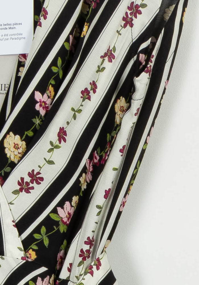 Robe Portefeuille Noire et Blanche - Taille L/40 de la marque Indies | PARAD103677 - Vendu par Paradigme - Image 3