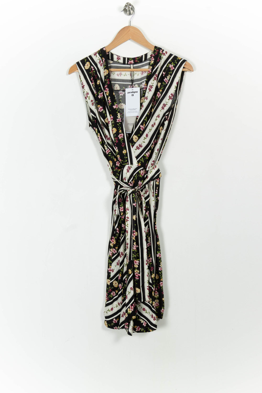 Robe Portefeuille Noire et Blanche - Taille L/40 de la marque Indies | PARAD103677 - Vendu par Paradigme - Image 2