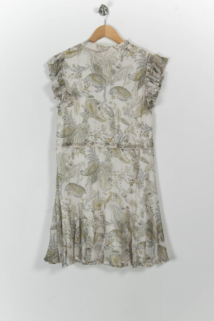 Robe Courte Écrue et Jaune - Taille S/36 de la marque Indies | PARAD103683 - Vendu par Paradigme - Image 4