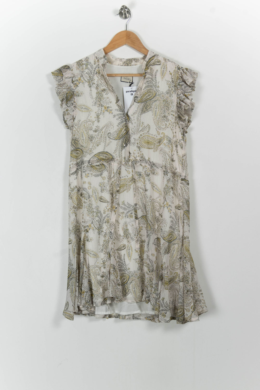 Robe Courte Écrue et Jaune - Taille S/36 de la marque Indies | PARAD103683 - Vendu par Paradigme - Image 2