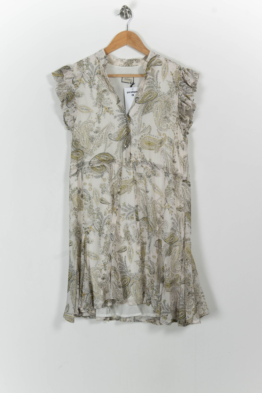 Robe Courte Écrue et Jaune - Taille S/36 de la marque Indies | PARAD103683 - Vendu par Paradigme - Image 2