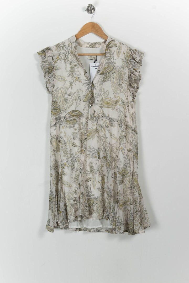 Robe Courte Écrue et Jaune - Taille S/36 de la marque Indies | PARAD103683 - Vendu par Paradigme - Image 2