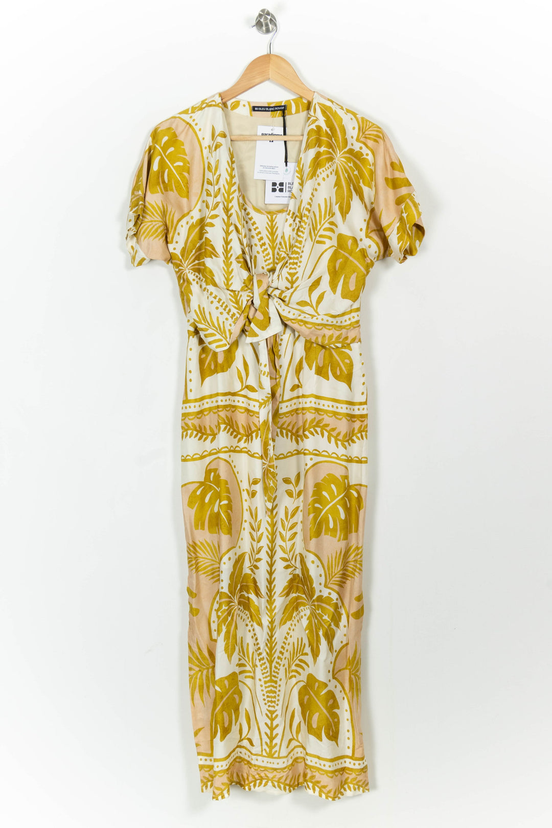 Robe Longue Jaune et Blanche - Taille M/38 de la marque Indies | PARAD103688 - Vendu par Paradigme - Image 2