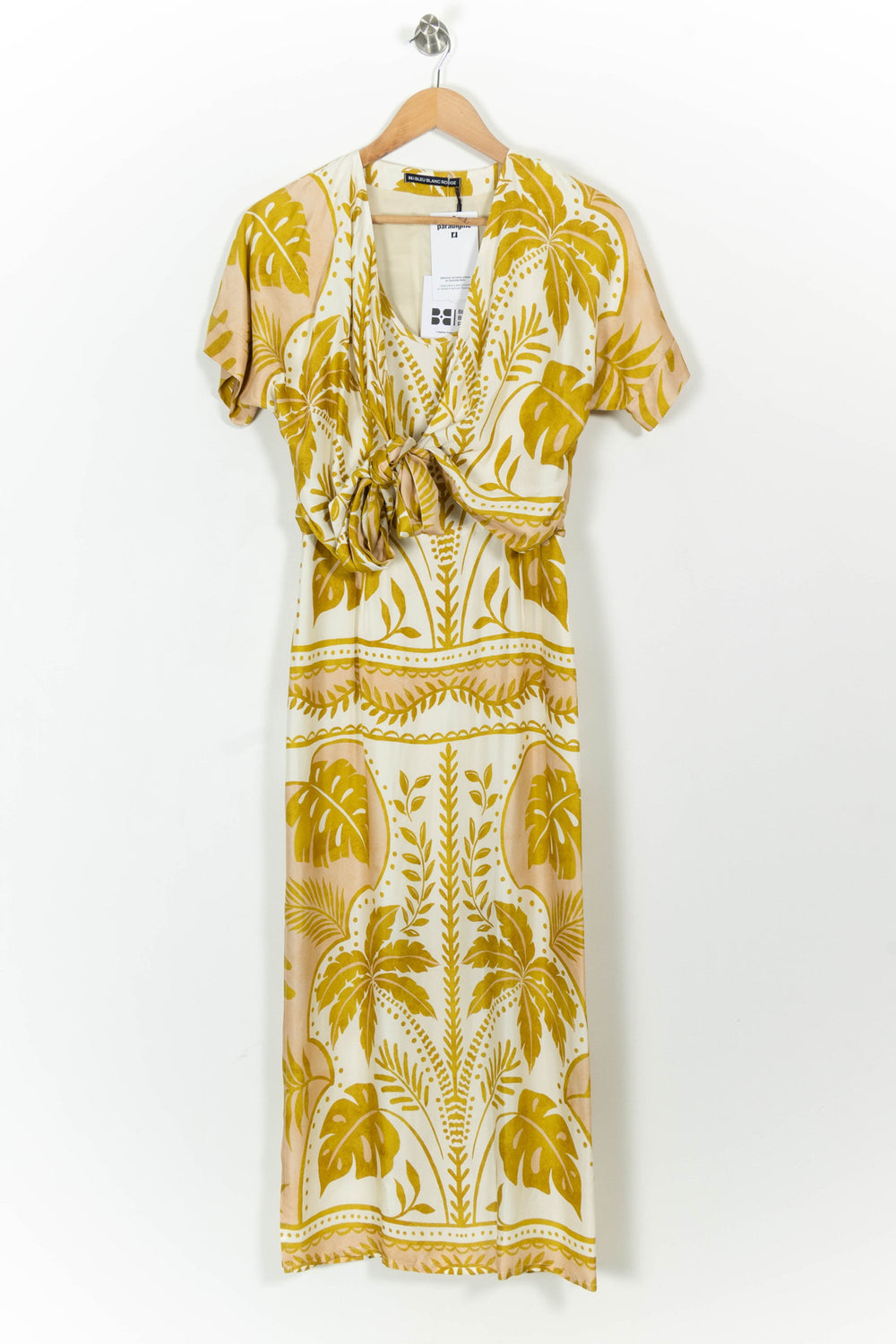 Robe Longue Blanche et Jaune - Taille S/36 de la marque Indies | PARAD103689 - Vendu par Paradigme - Image 2