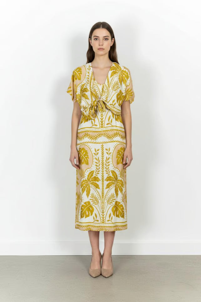 Robe Longue Jaune et Blanche - Taille L/40 de la marque Indies | PARAD103690 - Vendu par Paradigme - Image 1