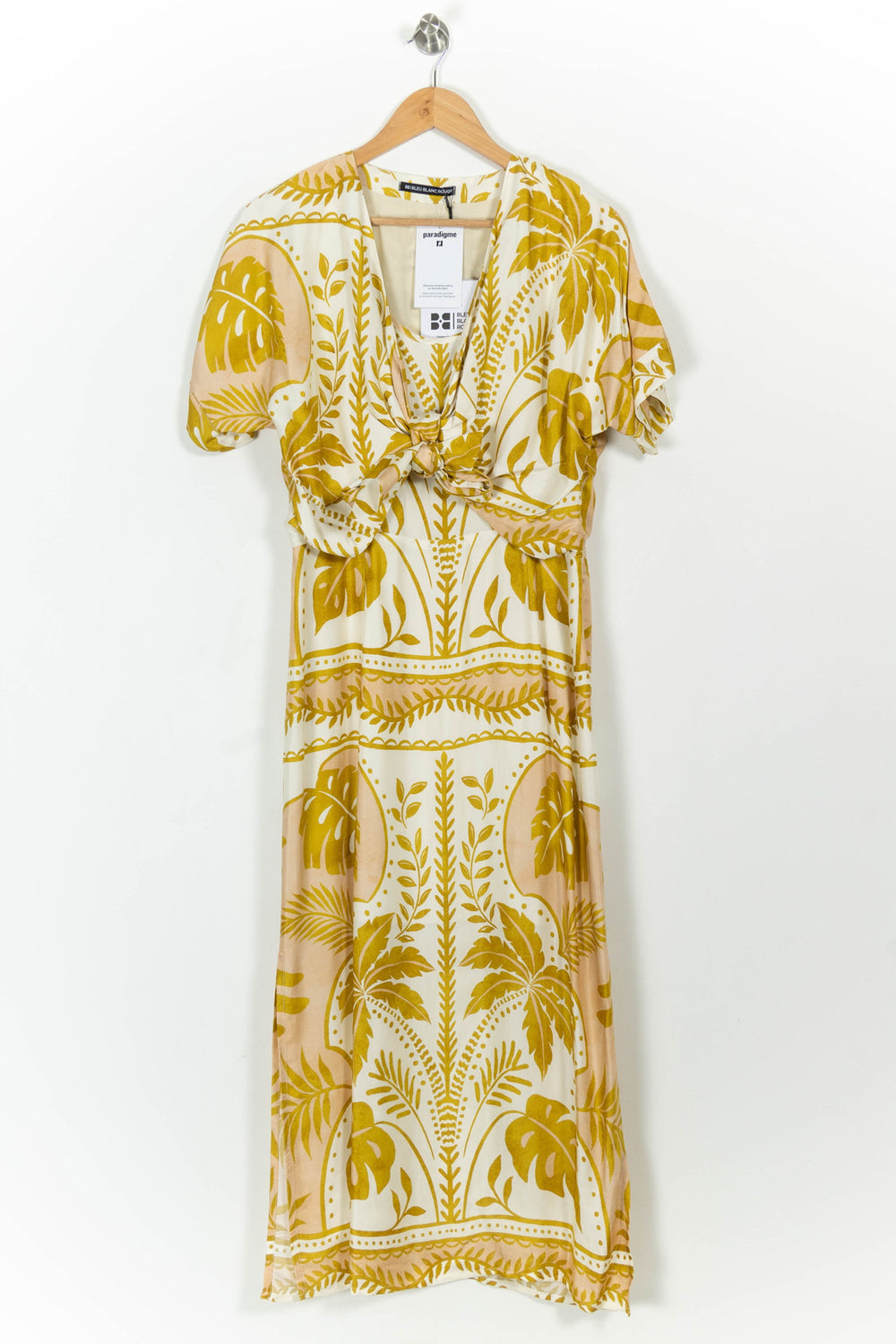 Robe Longue Jaune et Blanche - Taille L/40 de la marque Indies | PARAD103690 - Vendu par Paradigme - Image 2