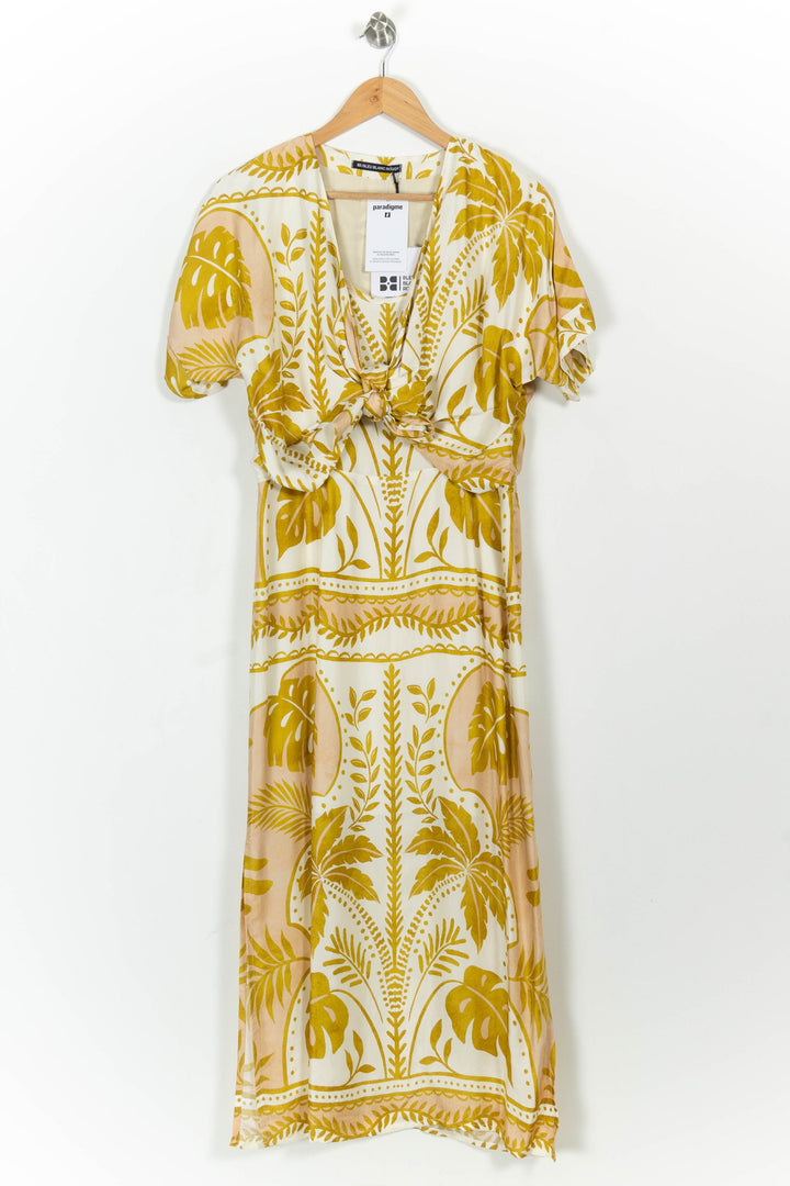 Robe Longue Jaune et Blanche - Taille L/40 de la marque Indies | PARAD103690 - Vendu par Paradigme - Image 2
