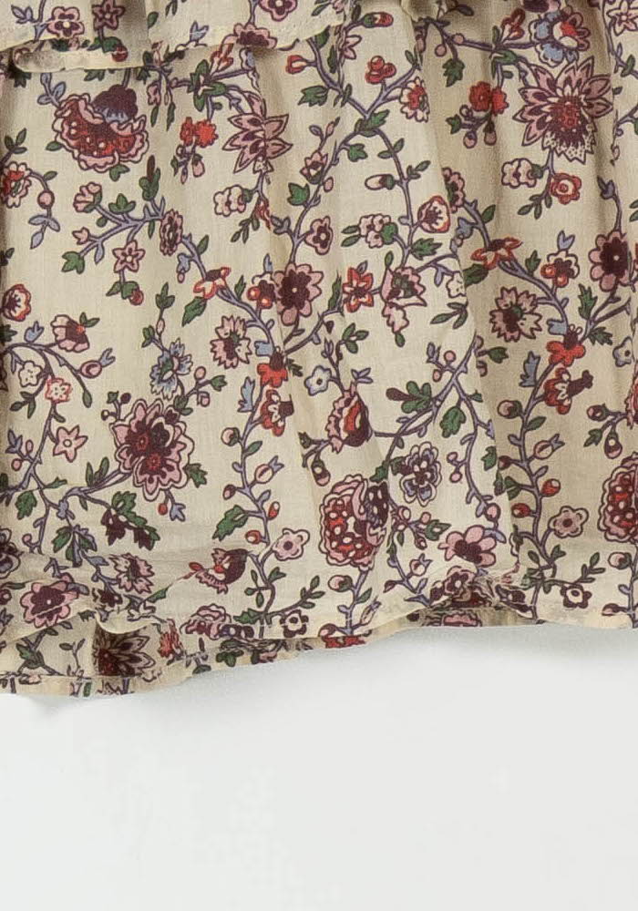 Jupe Fleurie Beige et Rouge - Taille S/36 de la marque Petite Mendigote | PARAD103695 - Vendu par Paradigme - Image 3