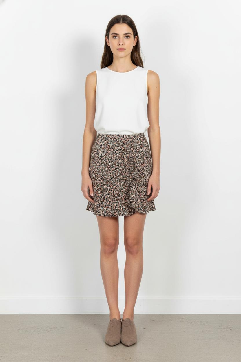 Jupe Fleurie Noire et Beige - Taille S/36 de la marque Petite Mendigote | PARAD103696 - Vendu par Paradigme - Image 1