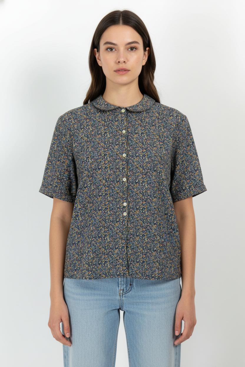 Chemisette Bleu et Jaune - Taille M/38 de la marque Caroll | PARAD103699 - Vendu par Paradigme - Image 1