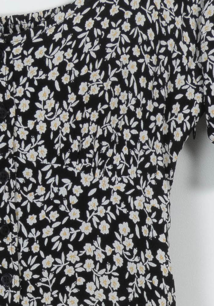 Robe Fleurie Noire et Blanche - Taille S/36 de la marque Petite Mendigote | PARAD103705 - Vendu par Paradigme - Image 3