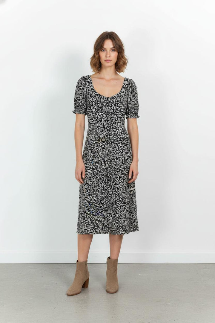 Robe Fleurie Noire et Blanche - Taille S/36 de la marque Petite Mendigote | PARAD103705 - Vendu par Paradigme - Image 1