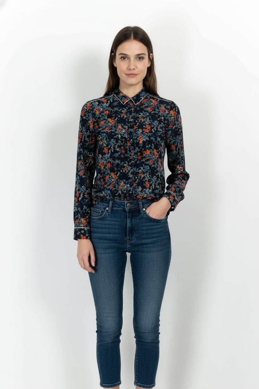 Chemise Fleurie Bleu et Rouge - Taille S/36 de la marque Comptoir des Cotonniers | PARAD103709 - Vendu par Paradigme - Image 1