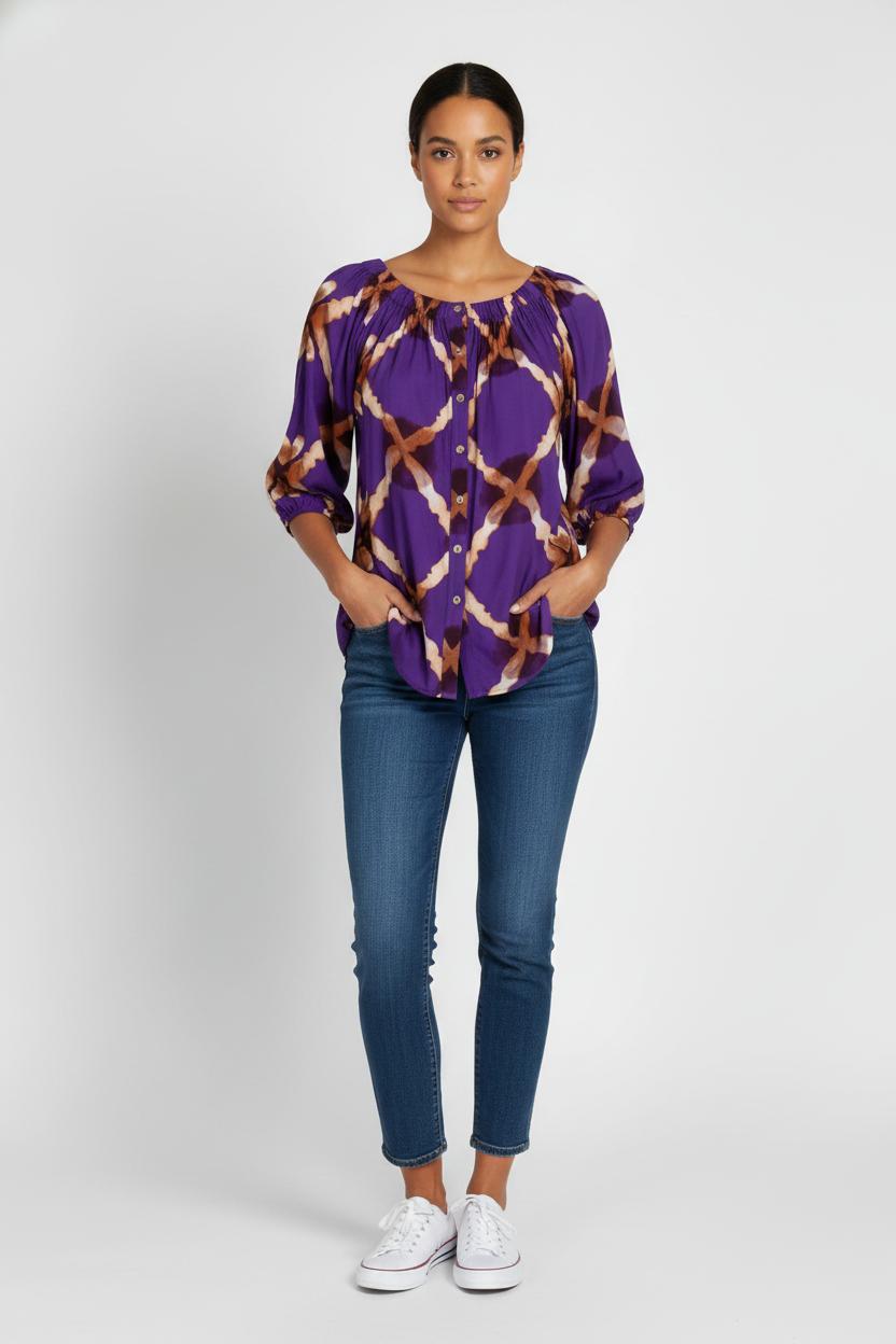 Blouse Violette et Marron - Taille M/38 de la marque Imprevu | PARAD103711 - Vendu par Paradigme - Image 1