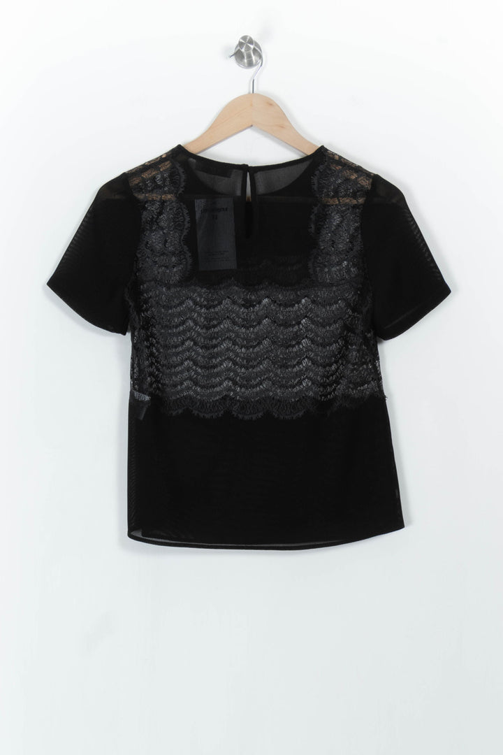 Top en Dentelle Noir - Taille S/36 de la marque Sandro | PARAD103720 - Vendu par Paradigme - Image 4
