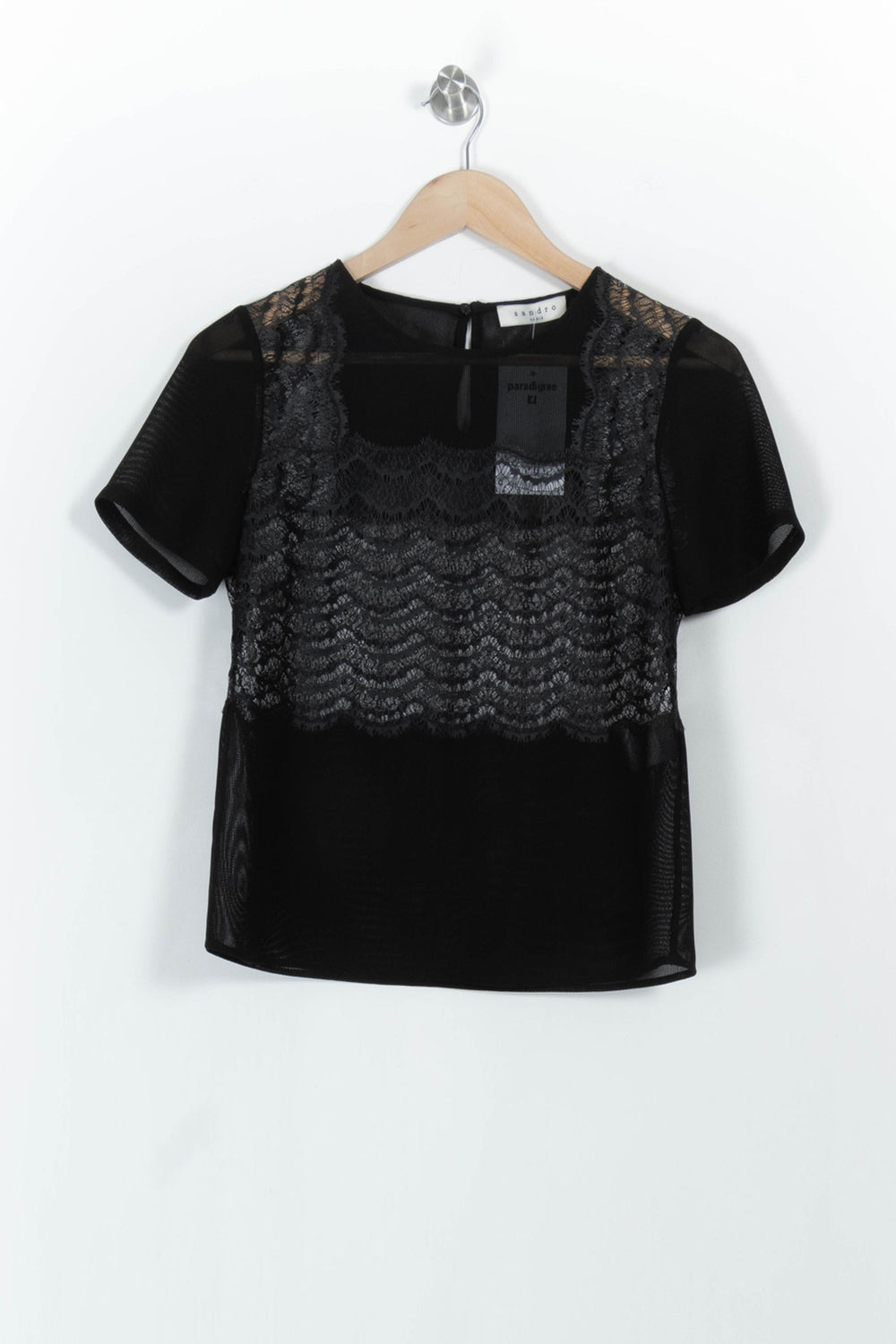 Top en Dentelle Noir - Taille S/36 de la marque Sandro | PARAD103720 - Vendu par Paradigme - Image 2