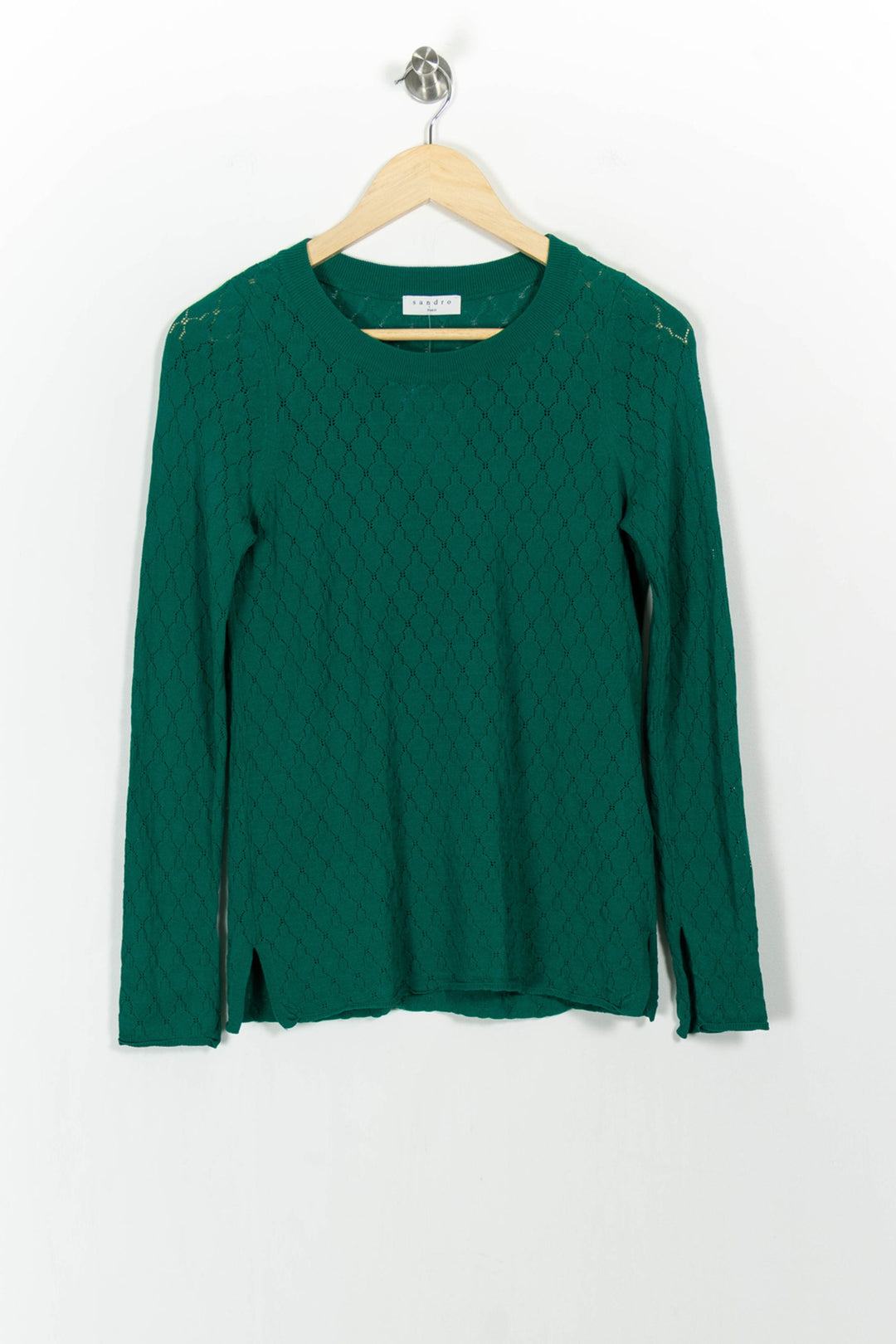 Tee-shirt Manches Longues Vert - Taille M/38 de la marque Sandro | PARAD103740 - Vendu par Paradigme - Image 2