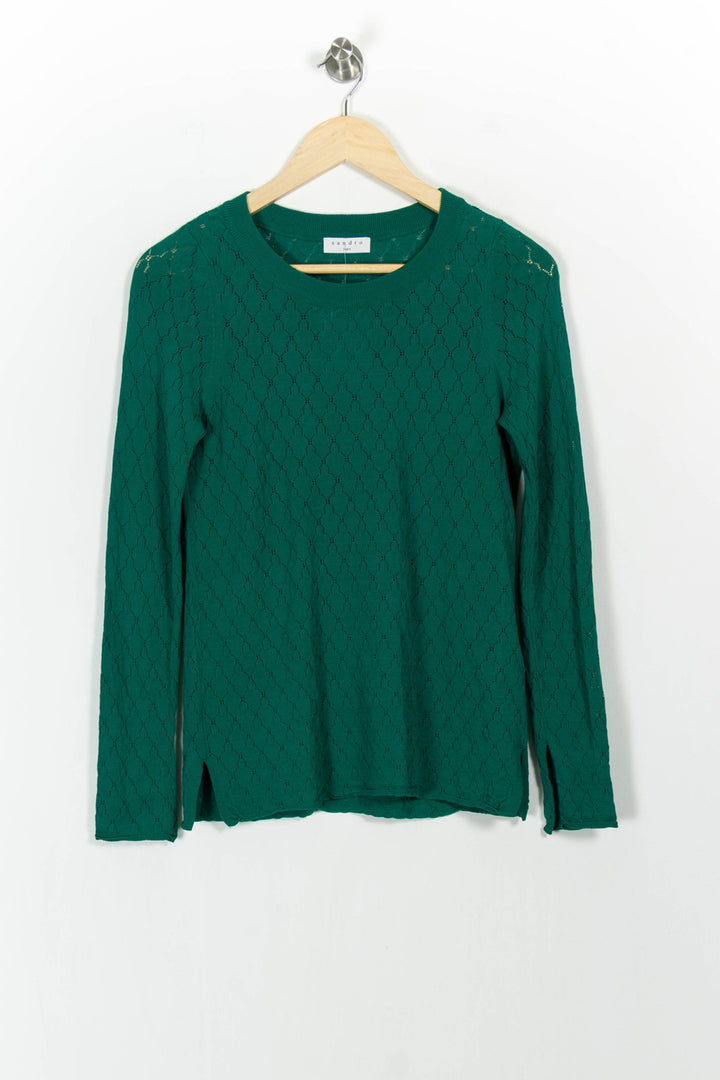 Tee-shirt Manches Longues Vert - Taille M/38 de la marque Sandro | PARAD103740 - Vendu par Paradigme - Image 2