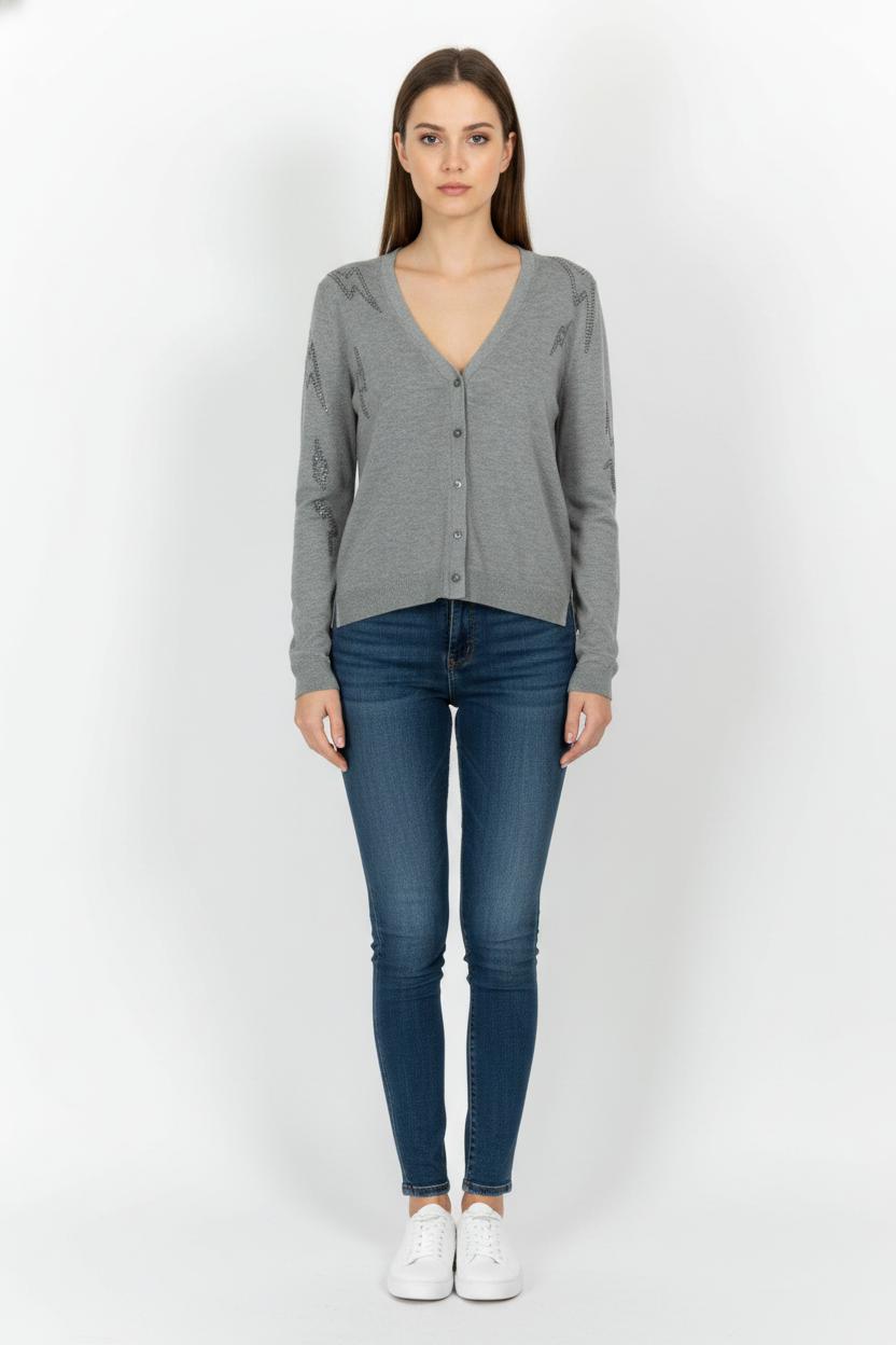 Cardigan Gris - Taille S/36 de la marque IKKS | PARAD103745 - Vendu par Paradigme - Image 1