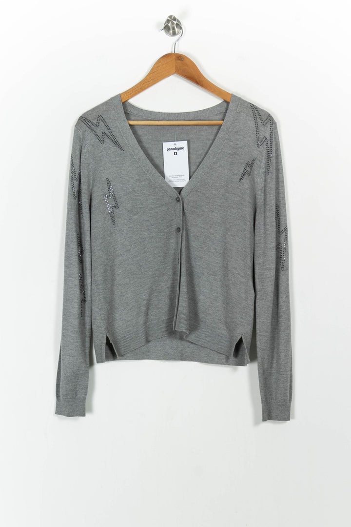 Cardigan Gris - Taille S/36 de la marque IKKS | PARAD103745 - Vendu par Paradigme - Image 2