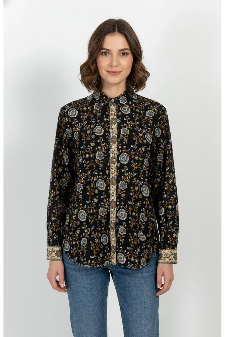 Chemise Noire et Beige - Taille S/36 de la marque Sézane | PARAD103749 - Vendu par Paradigme - Image 1