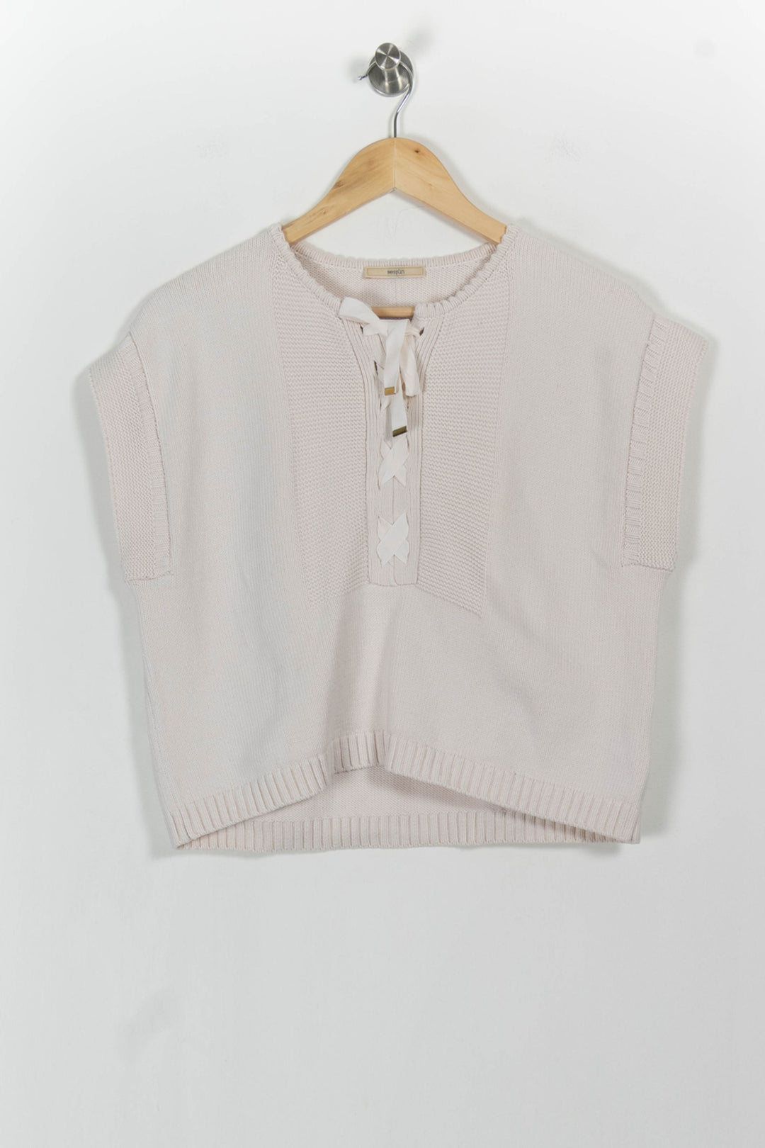 Pull Sans Manches Beige - Taille S/36 de la marque Sessùn | PARAD103756 - Vendu par Paradigme - Image 2