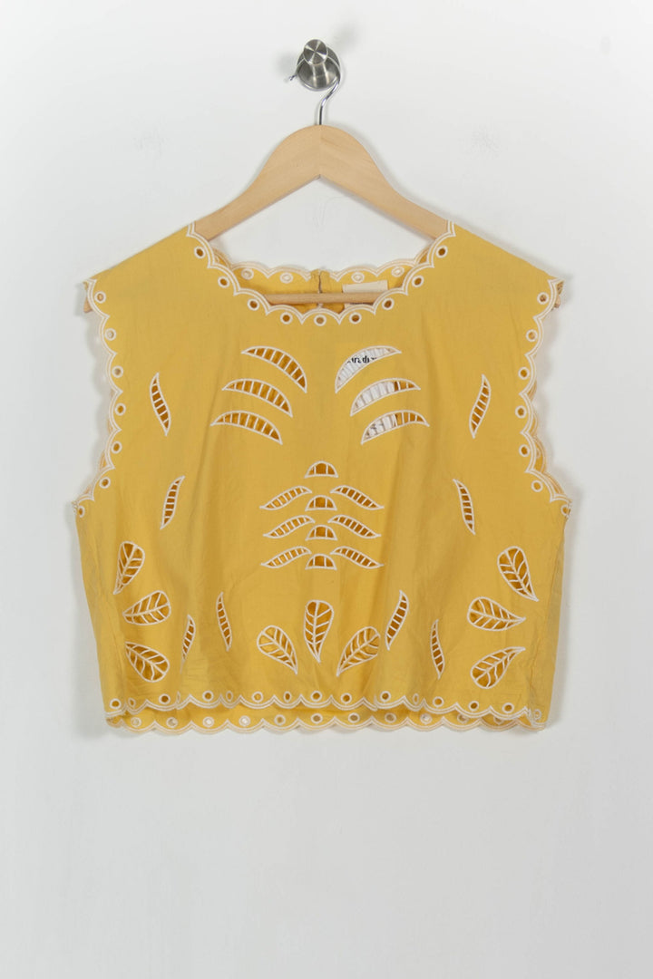 Top Sans Manches Jaune et Blanc - Taille L/40 de la marque Petite Mendigote | PARAD103785 - Vendu par Paradigme - Image 2