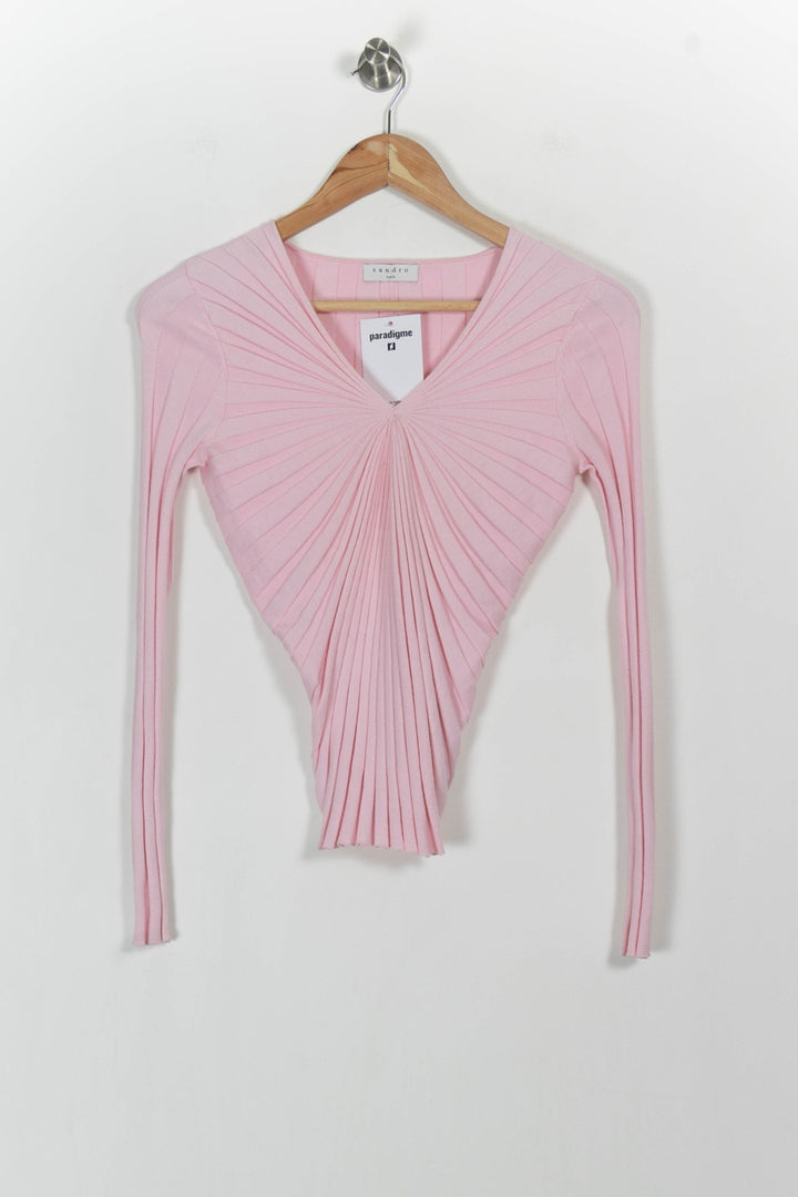 Pull Rose - Taille S/36 de la marque Sandro | PARAD103794 - Vendu par Paradigme - Image 2