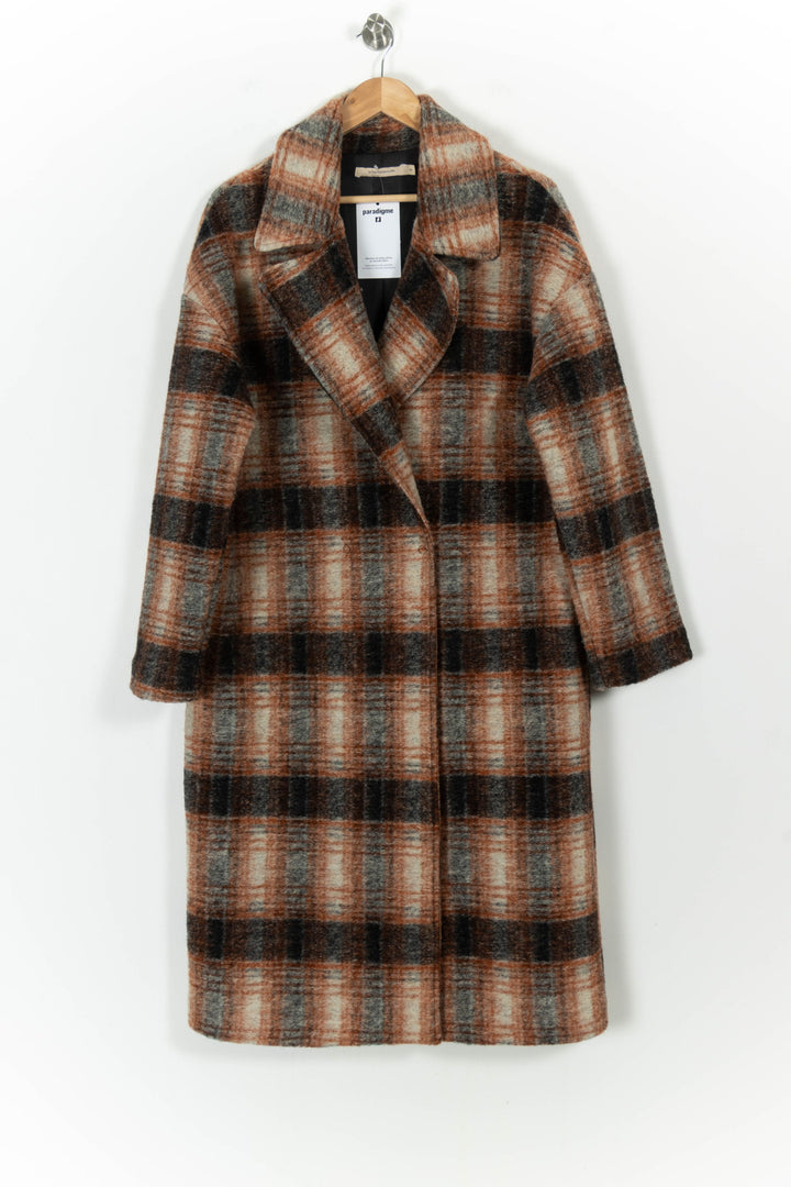 Manteau à Carreaux Marron et Gris - Taille M/38 de la marque La Fée Maraboutée | PARAD103797 - Vendu par Paradigme - Image 2