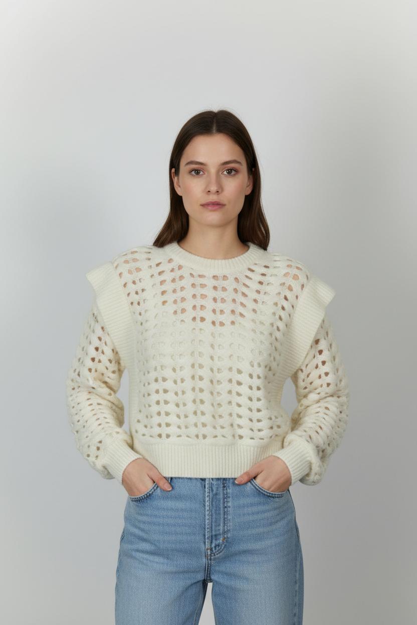Pull Ajouré Beige - Taille L/40 de la marque Sessùn | PARAD103806 - Vendu par Paradigme - Image 1