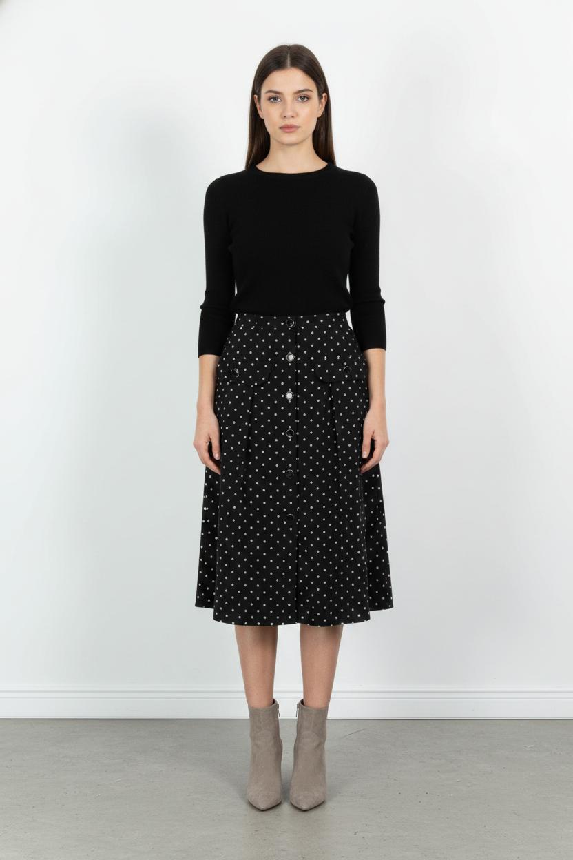 Jupe Noire à Pois Blancs - Taille S/36 de la marque Petite Mendigote | PARAD103807 - Vendu par Paradigme - Image 1