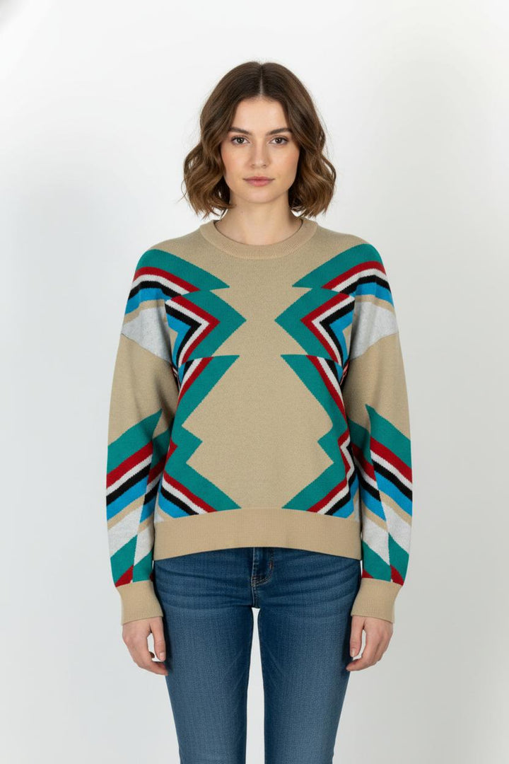 Pull Beige et Vert - Taille L/40 de la marque Suncoo | PARAD103808 - Vendu par Paradigme - Image 1