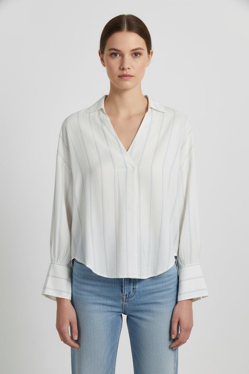 Blouse Blanche et Bleue - Taille L/40 de la marque Zadig&Voltaire | PARAD103810 - Vendu par Paradigme - Image 1