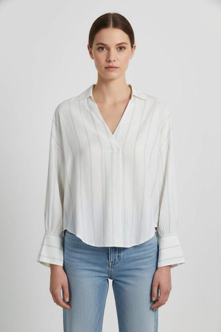 Blouse Blanche et Bleue - Taille L/40 de la marque Zadig&Voltaire | PARAD103810 - Vendu par Paradigme - Image 1