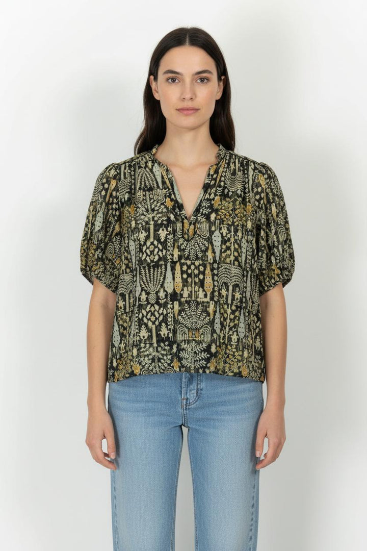 Blouse Verte et Noire - Taille L/40 de la marque ba&sh | PARAD103814 - Vendu par Paradigme - Image 1