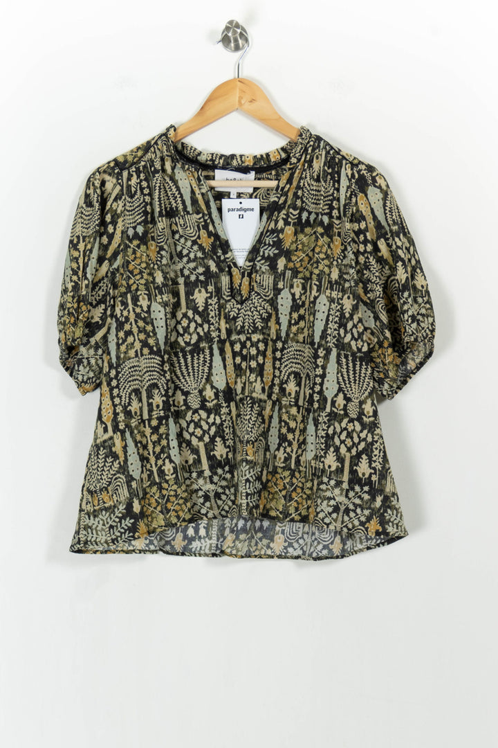Blouse Verte et Noire - Taille L/40 de la marque ba&sh | PARAD103814 - Vendu par Paradigme - Image 2
