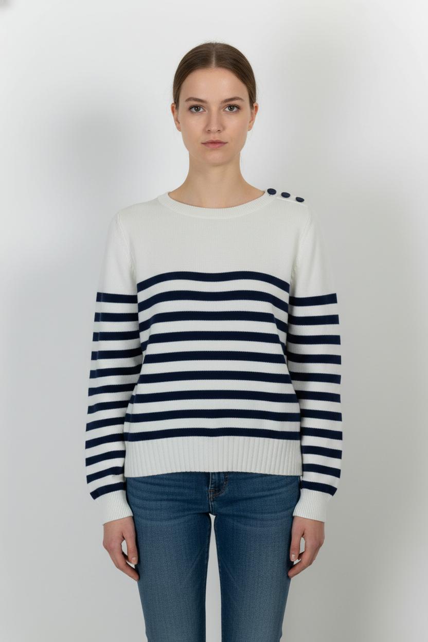 Pull Marin Bleu et Blanc - Taille M/38 de la marque Ekyog | PARAD103820 - Vendu par Paradigme - Image 1