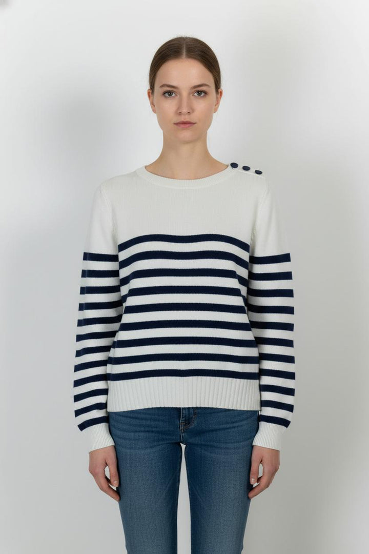 Pull Marin Bleu et Blanc - Taille M/38 de la marque Ekyog | PARAD103820 - Vendu par Paradigme - Image 1