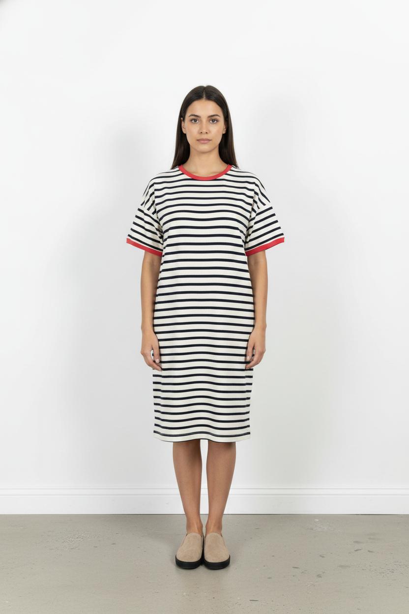Robe Courte Rayée Écrue et Marine - Taille XL/42 de la marque Saint James | PARAD103821 - Vendu par Paradigme - Image 1