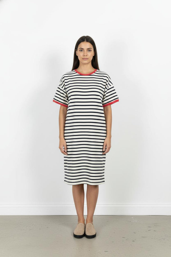 Robe Courte Rayée Écrue et Marine - Taille XL/42 de la marque Saint James | PARAD103821 - Vendu par Paradigme - Image 1