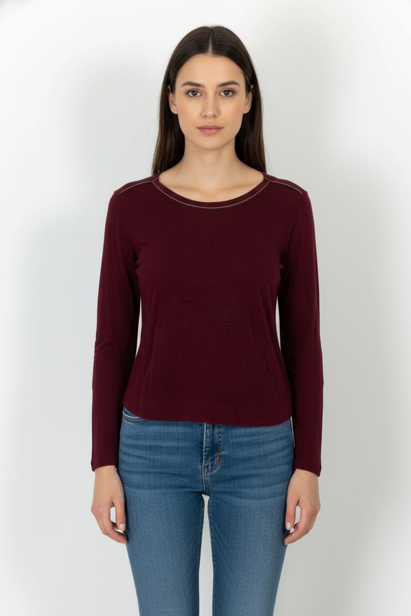 T-shirt Manches Longues Bordeaux - Taille M/38 de la marque Ekyog | PARAD103824 - Vendu par Paradigme - Image 1
