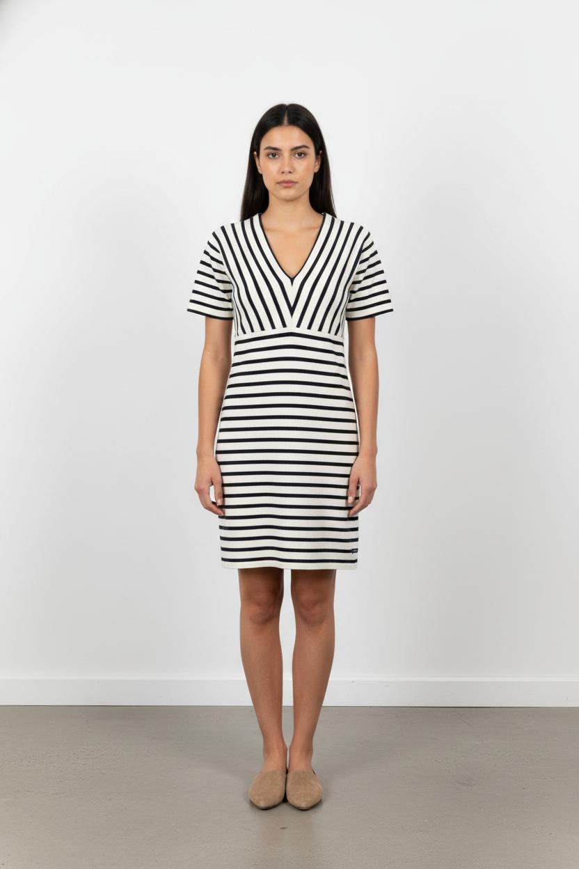 Robe Courte Rayée Noir et Blanc - Taille L/40 de la marque Saint James | PARAD103825 - Vendu par Paradigme - Image 1