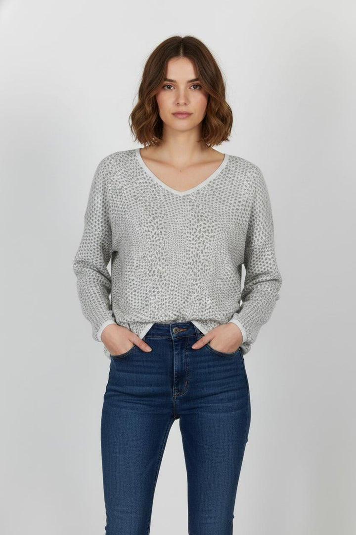 Pull Gris et Blanc - Taille L/40 de la marque IKKS | PARAD103838 - Vendu par Paradigme - Image 1