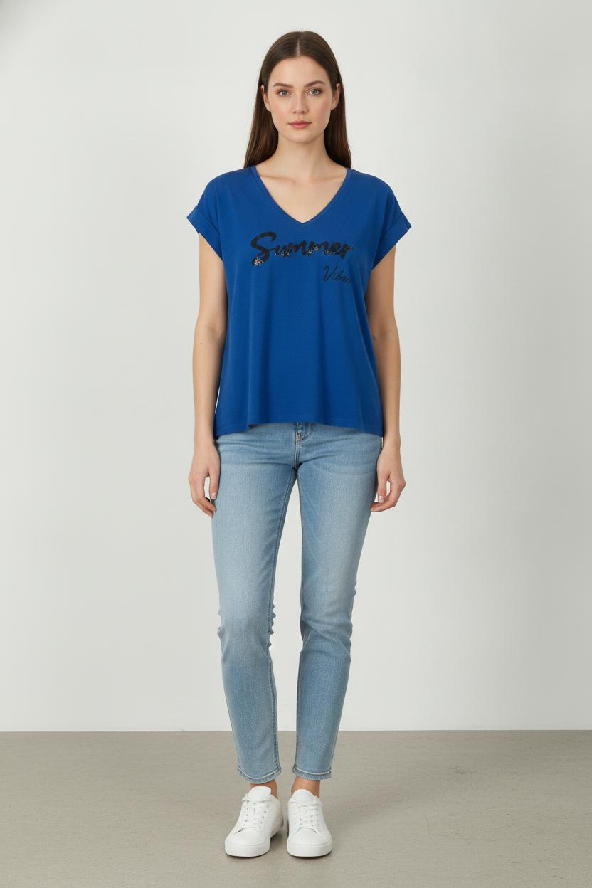Tee-shirt Bleu - Taille XL/42 de la marque IKKS | PARAD103841 - Vendu par Paradigme - Image 1