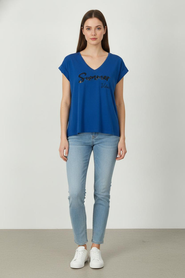 Tee-shirt Bleu - Taille XL/42 de la marque IKKS | PARAD103841 - Vendu par Paradigme - Image 1