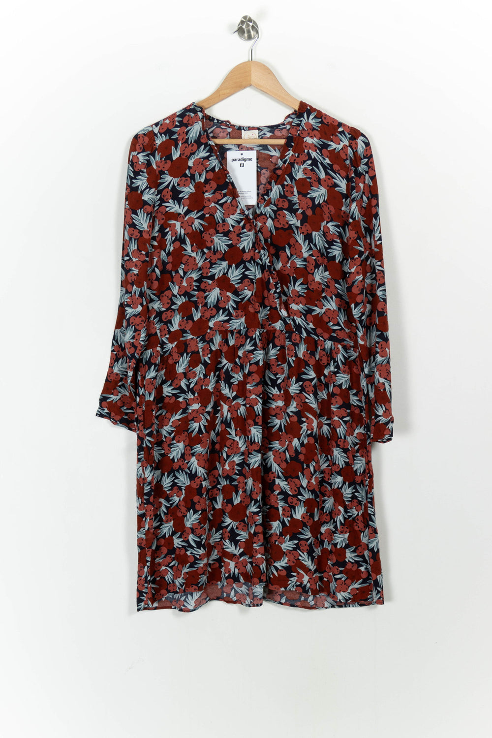 Robe Fleurie Bordeaux et Bleu - Taille L/40 de la marque Des petits hauts | PARAD103849 - Vendu par Paradigme - Image 2