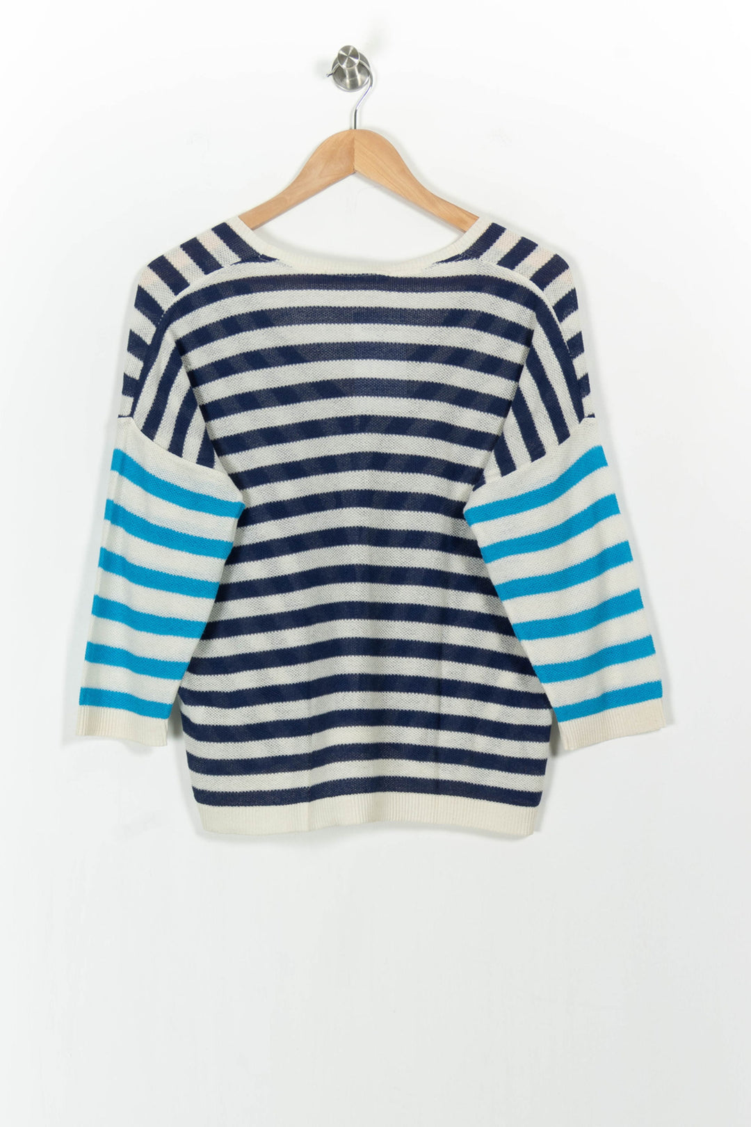 Pull Rayé Bleu Marine et Bleu Clair - Taille M/38 de la marque La Fée Maraboutée | PARAD103856 - Vendu par Paradigme - Image 4